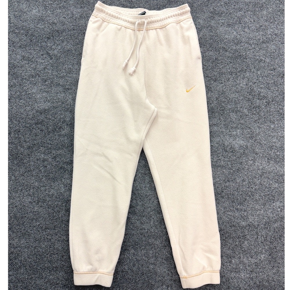 Nike Dri-FIT Fleece Joggers Women Medium Cream Off White Sweatpants Loungewear
